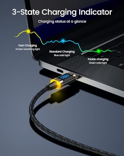 Alternative view of AOHI 140 W USB C Kablosu, Ekranlı, Magline Naylon 1,2 m Tip C Hızlı Şarj Kablosu - iPhone 15 Pro Max, Galaxy, MacBook Pro/Air, iPad Pro/Air, Pixel ve Daha Fazlası ile Uyumlu