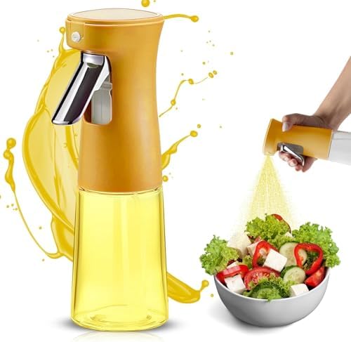 240ml Yağ Zeytinyağı Püskürtücü, Airfryer Sprey Şişesi, Cam Yağ Spreyi, Hava Fritözü için Yağlık, Barbekü, Salata, Pişirme, Izgara Mutfak Aletleri, Yağdanlık (SARI) - Görsel 3