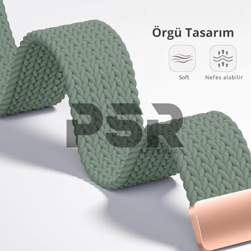 Alternative view of PSR Aksesuar Apple Watch Uyumlu Hasır Kordon – Örgü Tasarımlı, Ayarlanabilir | Hafif ve Konforlu Hasır Akıllı Saat Kayışı