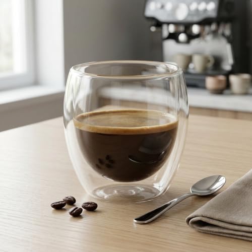 Çift Cidarlı Borosilikat Cam Kupa - 250 ml Isıya Dayanıklı, El Yakmayan ve Terleme Yapmayan Yüzen Bardak (1 Adet) - Görsel 2