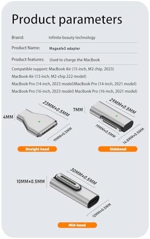 Alternative view of Type-C - MagSafe 3 ile Uyumlu Manyetik Şarj Adaptörü Çevirici 140W Hızlı Şarj Desteği, LED Göstergeli Gümüş SFO-3