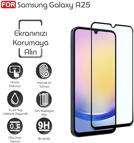Galaxy A25 için Ekran Koruyucu 9H Sertlikte Anti-Static Temperli Cam Görüntü Kalitesini ve Dokunmatiği Etkilemeyen Çizilme ve Darbelere Karşı Ekranı Kaplayan Premium Galaxy A25 Koruma - Görsel 2