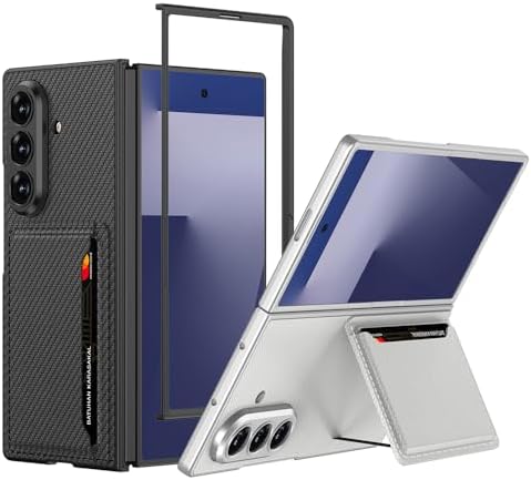 Senon Galaxy Z Fold 7 Suni Deri Arka Yüzey Zore Kartlıklı Kıpta Silikon Kapak (Titanyum) - Görsel 3