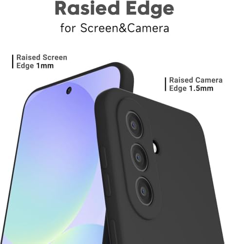 Galaxy A37 için Kılıf Liquid-Silicone 360° Koruma Sağlayan Kamera Yükseltili İçi Süet Dokulu A37 Kılıf Darbelere Dayanıklı TPU Yumuşak Dokulu A37 Koruyucu Kılıfı (Siyah) - Görsel 3