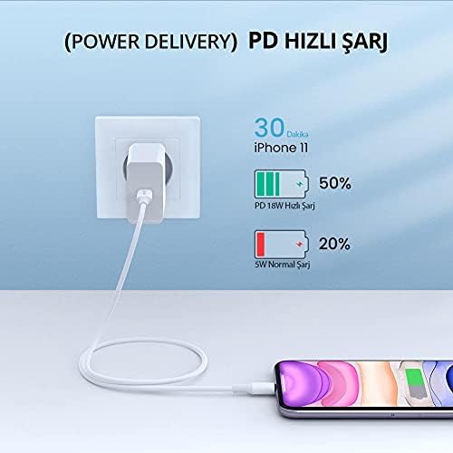 Type-C Lightning MFi Lisanslı iPhone Hızlı Şarj Kablosu, PD Uyumlu, 1 Metre, Beyaz - Görsel 3