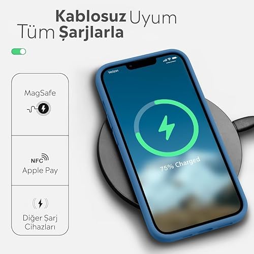 Alternative view of iPhone Kılıf İnce Sıvı Silikon 3 Katmanlı Tam Kaplamalı Yumuşak Jel Kauçuk Kılıf Kapak (Mat Lacivert, iPhone 11)
