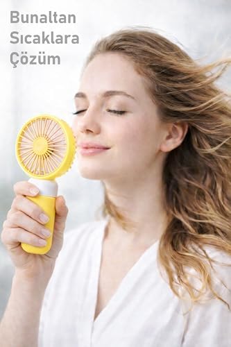 Alternative view of Standlı 3 MOD Şarjlı El Fanı 3 Kademe Seyahat Masaüstü Vantilatör Taşınabilir Mini Fan F139 (Sarı)