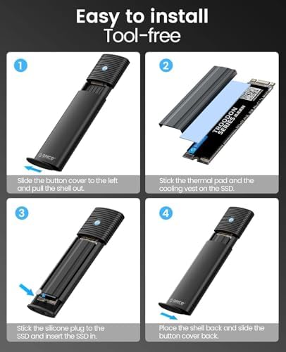 USB 10Gbps M.2 NVMe & SATA SSD Harici Kutu, Toolless Tasarım, Alüminyum Soğutuculu Enclosure, 2230–2280 Uyumlu, 4TB Destekli Yüksek Hızlı SSD Dönüştürücü | 1187 - Görsel 3