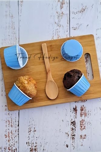 50'li Soft Pastel Mavi Muffin Cupcake Kalıbı Kek Kapsülü, Muffin Kek Kalıbı, Airfryer Uyumlu