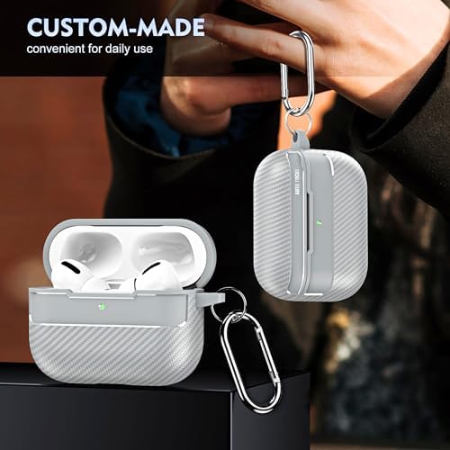 Alternative view of AirPods Pro 3. Nesil Uyumlu Karbon Fiber Hybrid Polymer Technology Premium Kulaklık Kılıfı ve 3'ü 1 Arada Bluetooth Kulaklık Temizleme Kalemi Seti (Gri)