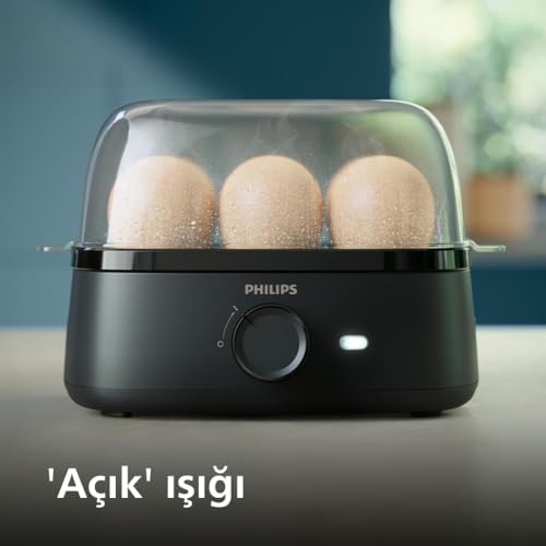 Yumurta Pişirici 3000 Serisi, Aile Boyu 6 Yumurtaya Kadar (yumuşak, orta, sert, poşe), Kolay temizlenir, Poşe Tepsisi ve Yumurta Delici Aksesuarı, 400W Güç, Kompakt Tasarım (HD9137/91)