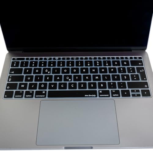 MacBook Klavye Koruyucu A1534 A1708 Uyumlu Türkçe F Baskılı Silikon Klavye Koruyucu UK Enter Siyah
