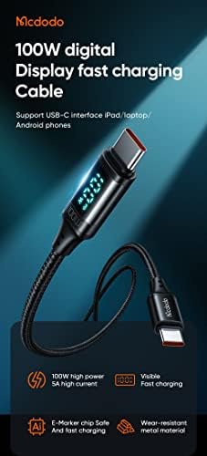 CA-1100 Type-C Kablo 100W - Dijital Watt Göstergeli Hızlı Şarj Kablosu, 5A PD QC USB-C, Laptop/Tablet/Telefon, 1.2M - Görsel 3