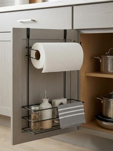 Alternative view of Dolap İçi Asılabilir Metal Kağıt Havluluk ve Deterjan Sepeti Organizer – Dolap Kapağına Asılabilir Kağıt Havlu Askılığı, Deterjan Düzenleyici Raf, Mutfak ve Banyo Kapak İçi Metal Organizer