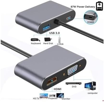 Alternative view of CF02 Macbook Uyumlu Type-C™ To 4K Ultra Hd 1080p Hdmı/Vga/Pd Şarj/USB 3.0 4IN1 Çevirici Hub Adaptör