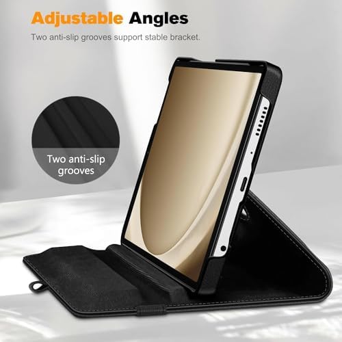 Galaxy Tab A9 Plus X210/Galaxy Tab A11+ Yatay ve Dikey Standlı 360 Derece Döner Tablet Kılıfı Siyah