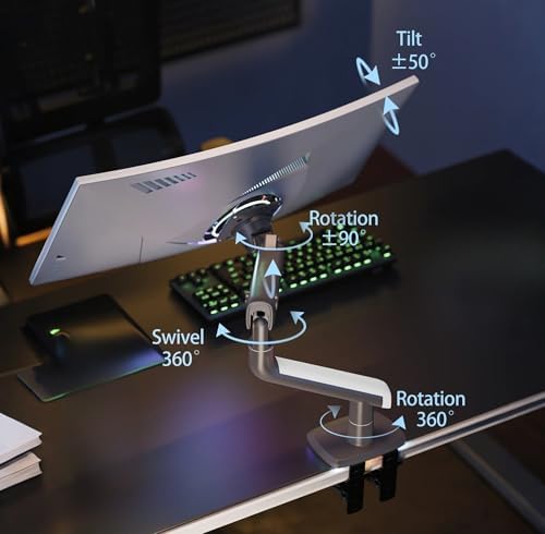 NB North Bayou A5 Monitör tutucu, 27 ila 50 inç bilgisayar ekranları için, ultra geniş, monitör kolu monitör tutucu 18 kg'a kadar yük, VESA 75 x 75 ve 100 x 100 mm - Görsel 3