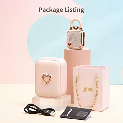 divoom Love-Lock Bluetooth hoparlör, küçük taşınabilir müzik kutusu, kablosuz stereo eşleştirme, retro ses kutusu, sevimli masaüstü dekorasyonu, kızlar için, pembe - Görsel 3