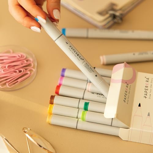 12’li Çift Uçlu Alkol Bazlı Marker Kalem Seti – Brush + Chisel - Görsel 3