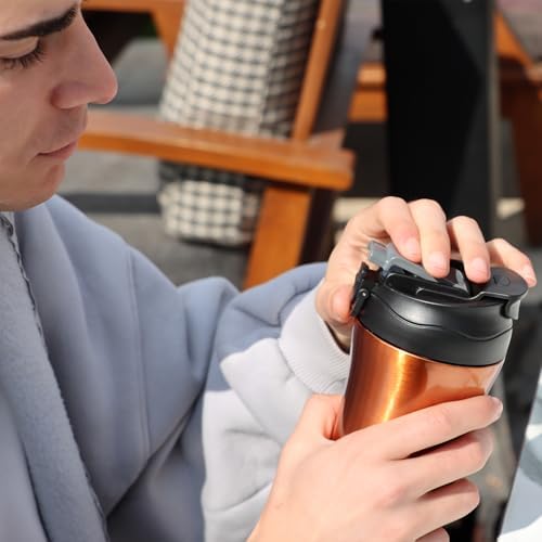 Any Morning 400 ml Paslanmaz Çelik Termos Mug, Çift İşlevli Sızdırmaz kapaklı, Bakır SI232021 - Görsel 3