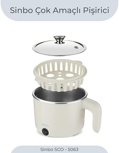 SCO-5063 Çok Fonksiyonlu Buharlı Pişirici – 800 Ml Kapasite, Paslanmaz Gizli Rezistans, Temperli Cam Kapak, Krem Renk - Görsel 3