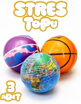 3 Adet Stres Topu PU Eğitici Avuç Güçlendirici Kedi Oyuncağı Yumuşak No Stres Toy Ball Top 6 cm