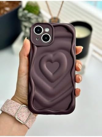 Alternative view of Apple Iphone 13 ve 14 ile Uyumlu 3D Mat Kabartma Kalp Desenli Kamera Korumalı Silikon Kılıf