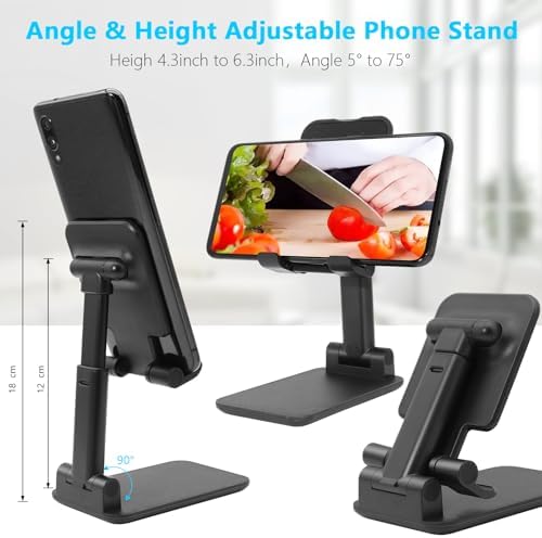 Cep Telefonu Standı, Katlanır Masaüstü Telefon Standı, Açı Yüksekliği Ayarlanabilir Cep Telefonu Tutacağı, Masa, Ofis, Tablet Standı Tüm Telefonlarla Uyumlu 10-25 cm Cep Telefonu/Tablet