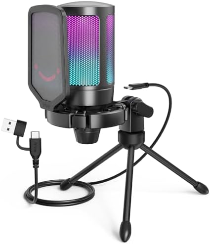 Ampligame A6V Yayıncı - Oyuncu - Gamer - Podcast - Youtuber RGB USB Mikrofon (Siyah) - Görsel 3