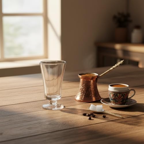 6'lı Cam Kahve Yanı Su Bardağı Seti - 125 ml Ayaklı, Şeffaf ve Kesim Desenli Nostaljik Kadeh Takımı - Görsel 3