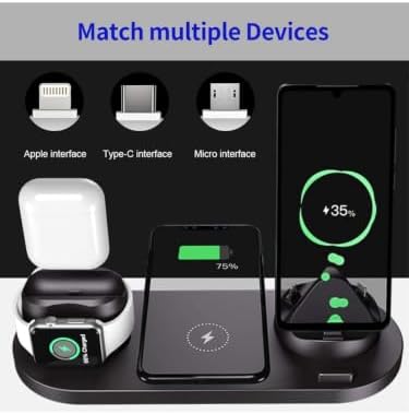 Alternative view of BW06 5in1 Kablosuz Wireless Hızlı Şarj Standı iWatch Airpods iPhone  Uyumlu (Kablosuz Şarj Standı) -Siyah