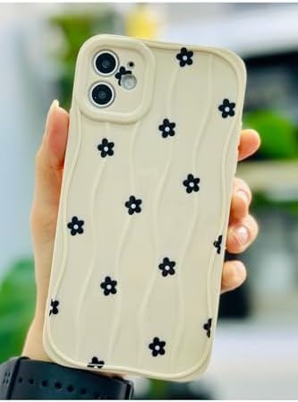 Alternative view of Iphone 11 ile Uyumlu Dalgalı SİYAH PAPATYA Tasarımlı Baskılı Esnek Silikon Kılıf