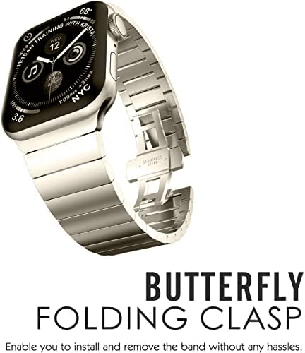 Paslanmaz Çelik Metal Bağlantılı Bileklik Apple Watch Serisi 11/10/9/8/7,Ultra 3/2/1,SE 3/2/1 [2025] ile Uyumlu