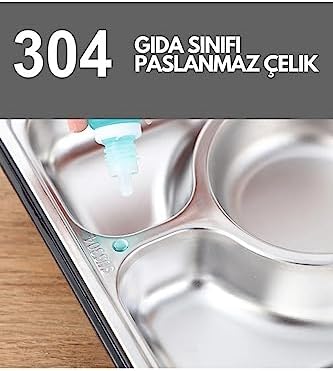 Alternative view of 1600ml Lunchbox Tek Katlı 5 Bölmeli Çelik Sefer Tası Yemek Kutusu (Açık Yeşil)