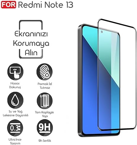Redmi Note 13 için Ekran Koruyucu 9H Sertlikte Anti-Static Temperli Cam Görüntü Kalitesini ve Dokunmatiği Etkilemeyen Çizilme ve Darbelere Karşı Ekranı Kaplayan Premium Redmi Note 13 Koruma - Görsel 2