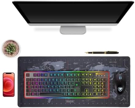 Zerfa Dünya Haritası Ekstra Büyük Genişletilmiş Kaymaz Kauçuk Oyun Mouse Pad & Klavye Masa Mat Bilgisayar Aptop için (900 mm X 400 mm X 2 mm) L Zmp253 Siyah (Dünya Haritası, 90 X 40 cm) - Görsel 3