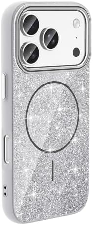 PSR Aksesuar iPhone Kılıf – M-safe Uyumlu Parlayan Simli Okso Kapak, Darbe ve Kamera Koruma Silikon Case (Beyaz, iPhone 17 Pro) - Görsel 2