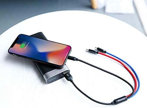 3 in 1, Lightning için Şarj & Data Aktarım, Micro USB & USB-C için Şarj Kablosu, 0.3 Metre, Siyah - Görsel 3