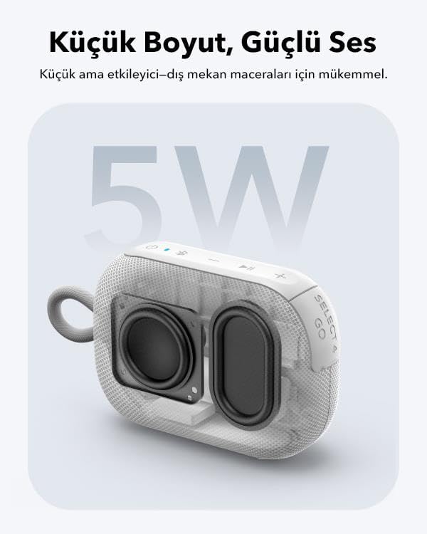 Alternative view of Soundcore by , Select 4 Go, 20 Saat Ultra oynatma süresi, 5W Güçlü Ses, IP67 Tam Koruma ve Yüzerlik, Hafiflik ve kayış tasarım, Her yere taşıması kolay, Kablosuz Stereo Eşleştirme (TWS), Beyaz
