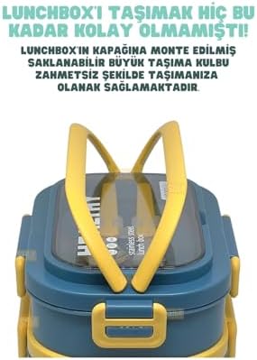Alternative view of 1650ml Lunchbox 2 Katlı 3 Bölmeli Paslanmaz Çelik Sefer Tası Yemek Kutusu (Lacivert)