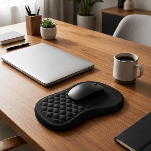 Ergonomik Premium Bilek Destekli Mouse Pad – Kaymaz Tabanlı Mouse Altlığı, Ofis ve Ev Kullanımı İçin Konforlu Bilek Destekli Fare Pedi, Siyah - Görsel 3