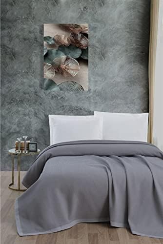 %100 Pamuk Petekli Klimalı Pike Tek Kişilik 170x240 Gri