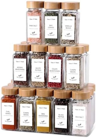 Alternative view of 12'li Bambu ve Akasya Kapaklı Cam Baharatlık Seti 120 ml - Doğal Ahşap Kapaklı, Şeffaf Cam, Sağlıklı ve Şık Baharat Kavanozları (Bambu Kapak)
