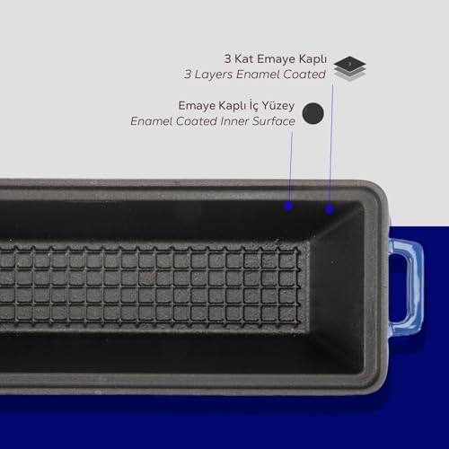 Döküm Ekmek Kabı/Terrine, 11x29 cm, Mavi - Görsel 3