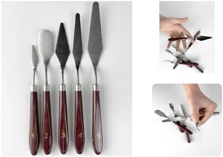 Alternative view of Palet Bıçağı 5 Parça Paslanmaz Çelik Spatula Seti, Kil Hamuru Pasta Krema Yağlıboya için Ahşap Saplı Süsleme Şekil Verme ve Kazıma, Boya Araçları,Mutfakta ve diğer Hobi ve El Sanatları İçin