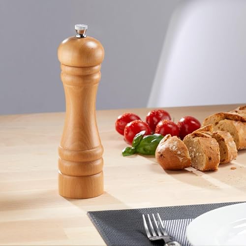 Ahşap Karabiber Değirmeni: Manuel Tuz Öğütücü, Doldurulabilir Çalkalayıcı, Baharat Pişirme ve Servis İçin Ideal (17 Cm)