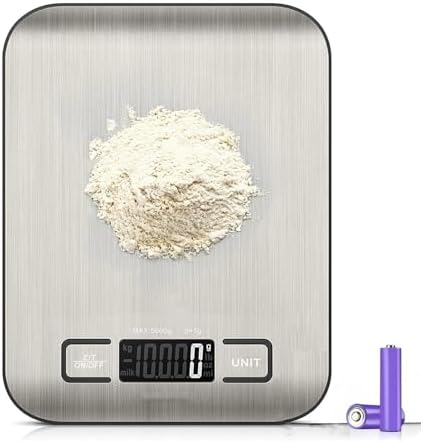 Dijital Mutfak Terazisi – Paslanmaz Çelik Yüzeyli Hassas Tartı, 5 kg Kapasiteli, Dara Özellikli, LCD Ekranlı, 5 Birim Dönüşümlü, Pilli,Dijital Tartı