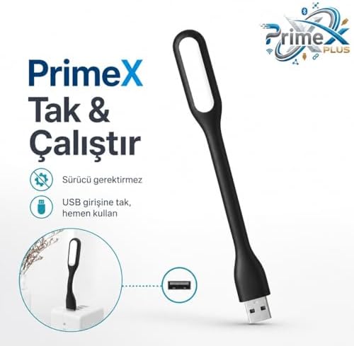 PX-40 Siyah USB LED Aydınlatma, Esnek Gövdeli Taşınabilir USB Lamba, Güçlendirilmiş Beyaz Işık, Laptop Notebook Powerbank PC İçin Tak Çalıştır Mini USB Led Okuma Lambası - Görsel 3