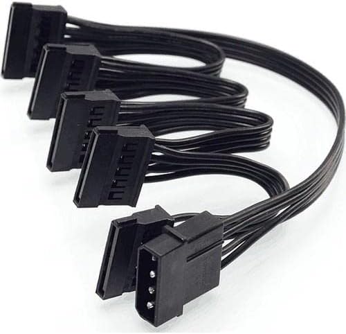 PX-4355 Molex to SATA Power Çoklayıcı Kablo, 4 Pin IDE PSU to 5 Port SATA Güç Kablosu, 60 cm%100 Saf Bakır HDD SSD DVD Güç Bağlantı Kablosu, PC Kasa İçi SATA Power Splitter