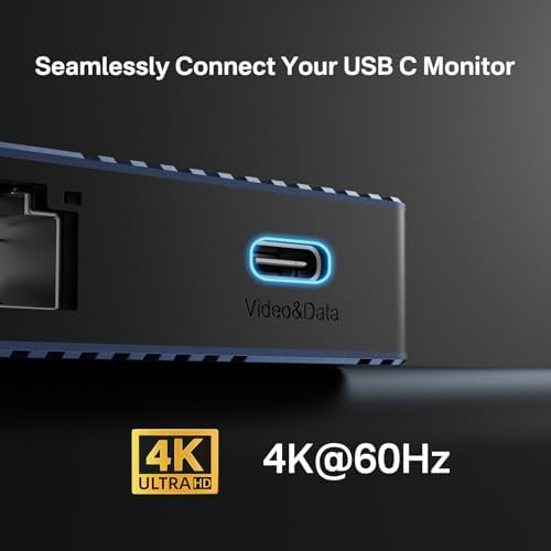ACASIS Çift Monitör Yerleştirme İstasyonu, HDMI 4K @ 60 Hz, 14'ü 1 Arada Dizüstü Bilgisayar Yuvası, 10 Gbit/s (USB-C Video + Veri, 3 x USB C, USB A) Ethernet, 100 W PD, SD/TF, 3,5 mm Ses, Siyah